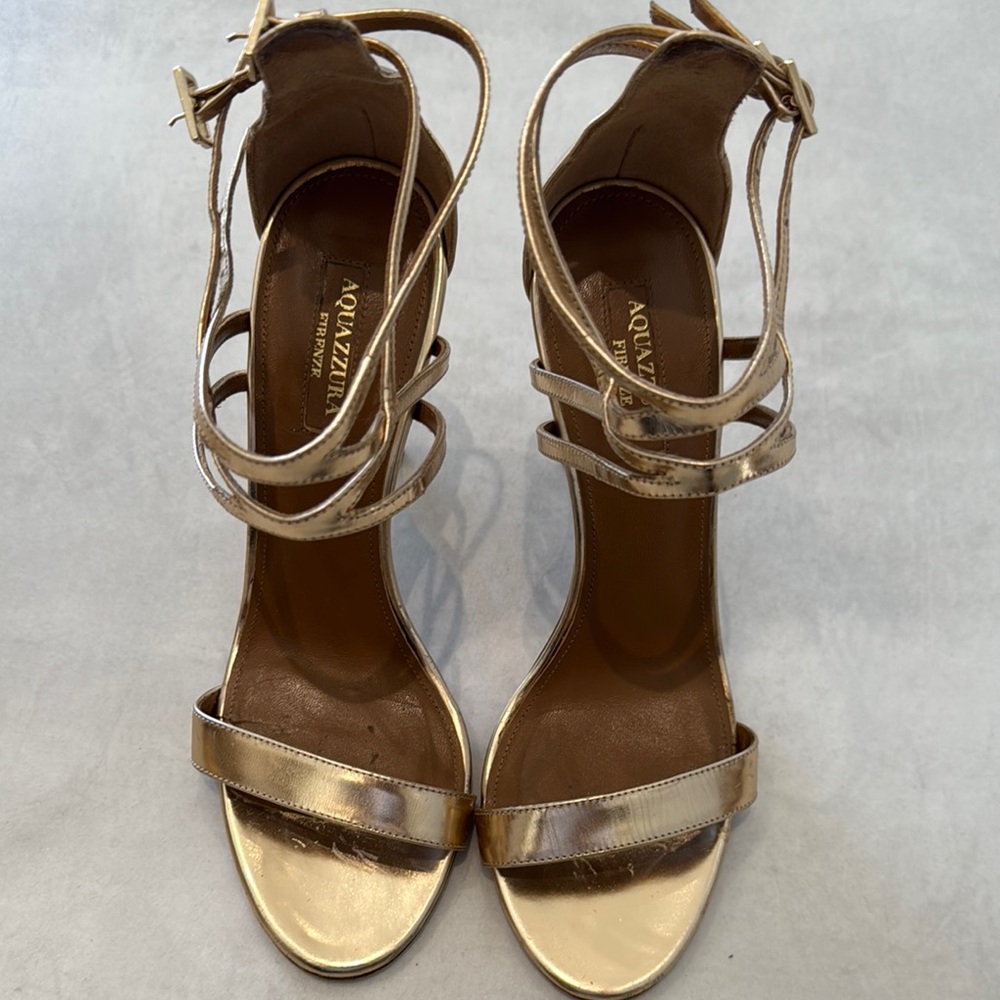 Aquazzura Gold Strappy Sandals